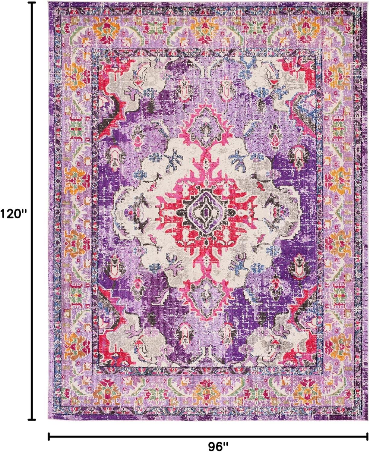 image:imageSAFAVIEH Monaco Collection Area Rug 8 x 11 Violet amp Light Blue NonShedding amp Easy to Clean Distressed Medallion Design Ideal for Living Room Bedroom Dining Space MNC243LVioletFuchsia