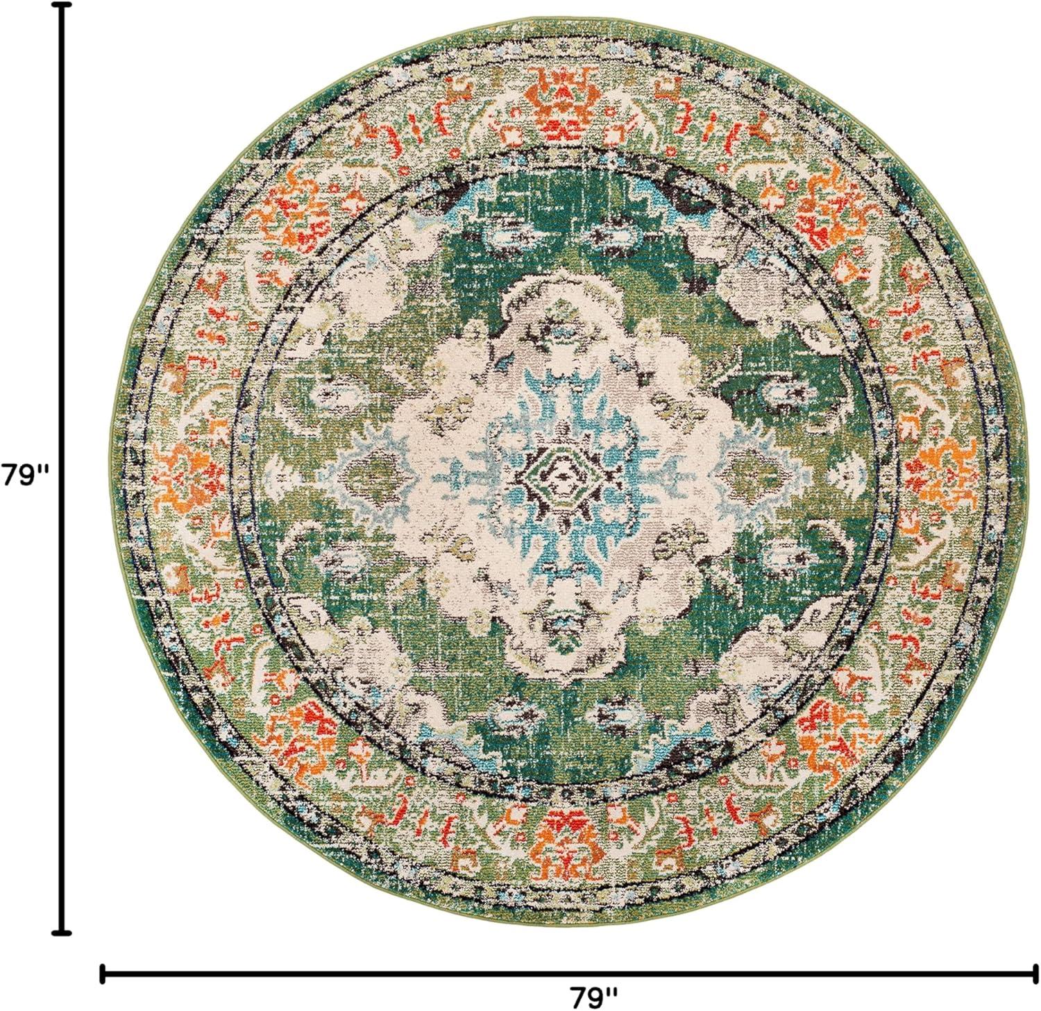 image:imageSAFAVIEH Monaco Collection Area Rug 8 x 11 Violet amp Light Blue NonShedding amp Easy to Clean Distressed Medallion Design Ideal for Living Room Bedroom Dining Space MNC243LForest GreenLight Blue