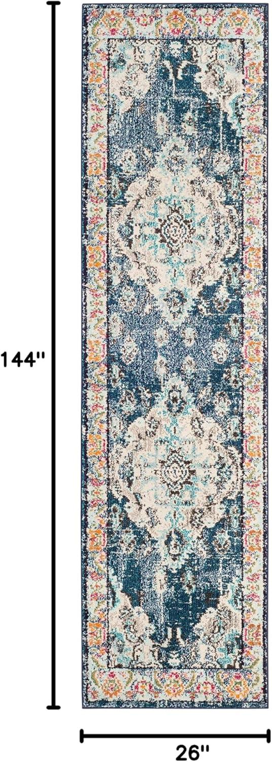 image:imageSAFAVIEH Monaco Collection Area Rug 8 x 11 Violet amp Light Blue NonShedding amp Easy to Clean Distressed Medallion Design Ideal for Living Room Bedroom Dining Space MNC243LNavyLight Blue