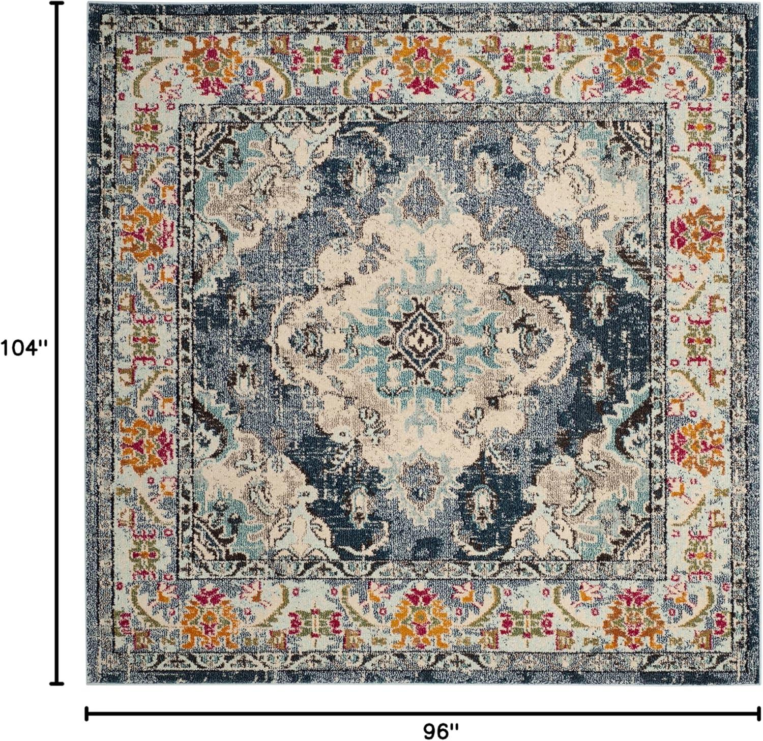 image:imageSAFAVIEH Monaco Collection Area Rug 8 x 11 Violet amp Light Blue NonShedding amp Easy to Clean Distressed Medallion Design Ideal for Living Room Bedroom Dining Space MNC243LNavyLight Blue