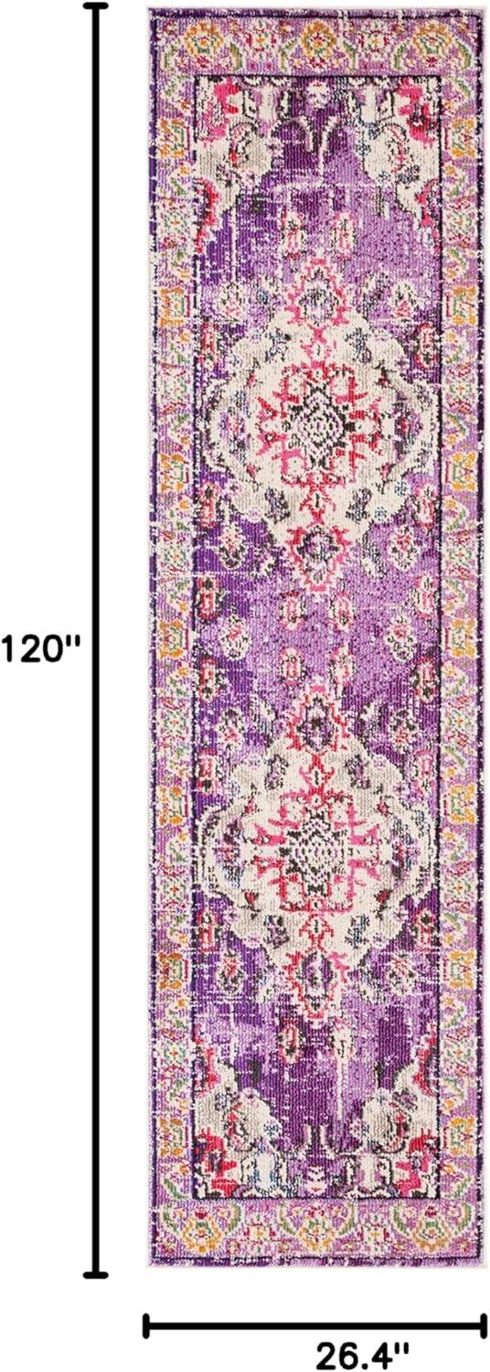 image:imageSAFAVIEH Monaco Collection Area Rug 8 x 11 Violet amp Light Blue NonShedding amp Easy to Clean Distressed Medallion Design Ideal for Living Room Bedroom Dining Space MNC243LVioletFuchsia