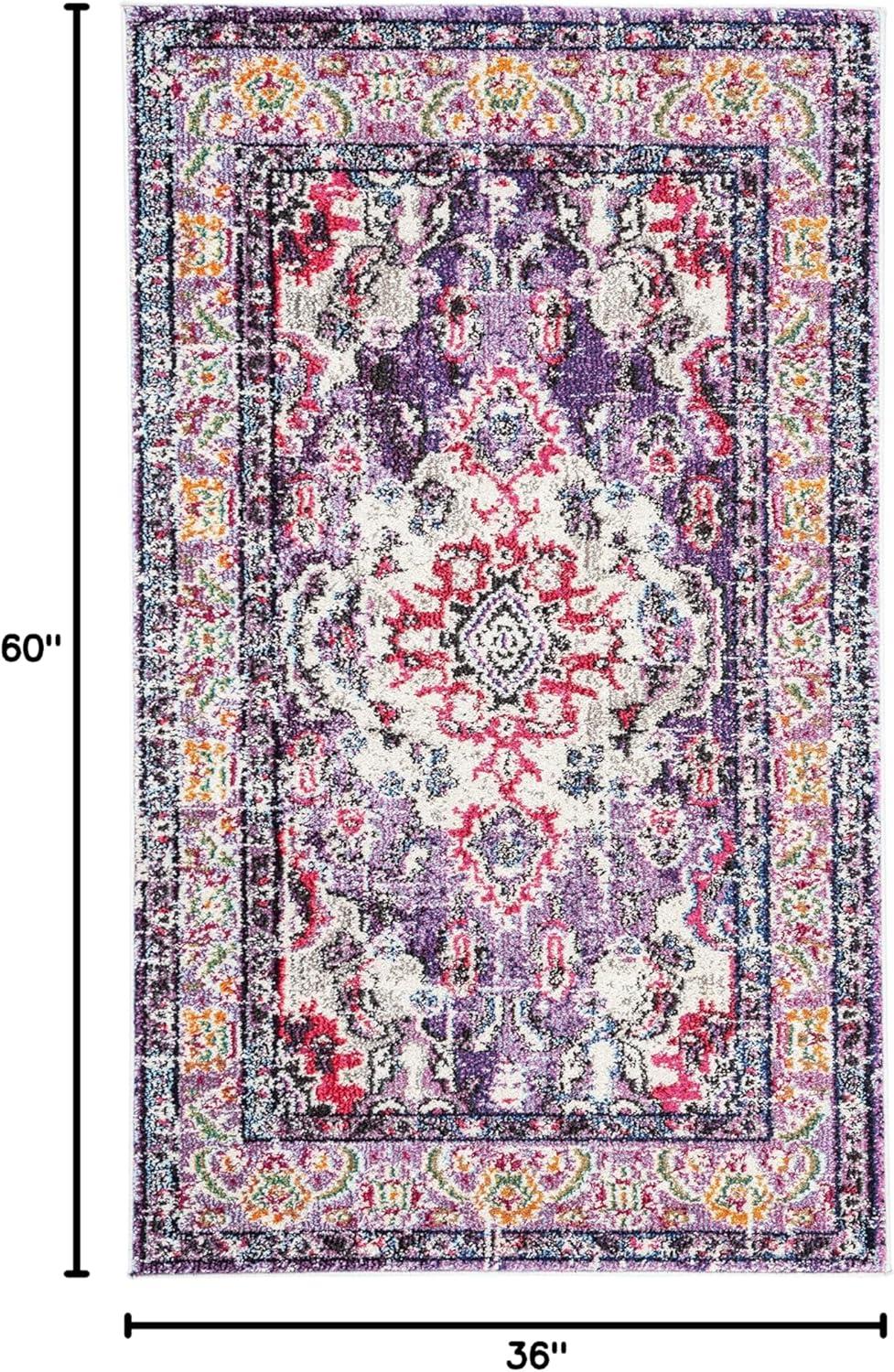 image:imageSAFAVIEH Monaco Collection Area Rug 8 x 11 Violet amp Light Blue NonShedding amp Easy to Clean Distressed Medallion Design Ideal for Living Room Bedroom Dining Space MNC243LVioletFuchsia