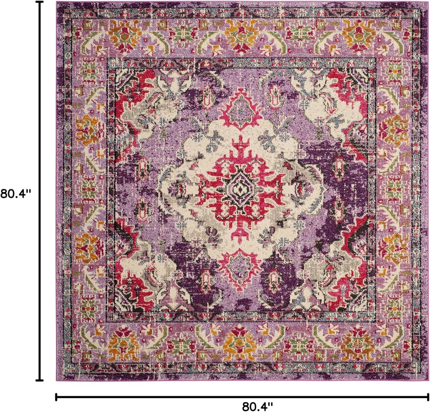 image:imageSAFAVIEH Monaco Collection Area Rug 8 x 11 Violet amp Light Blue NonShedding amp Easy to Clean Distressed Medallion Design Ideal for Living Room Bedroom Dining Space MNC243LVioletFuchsia