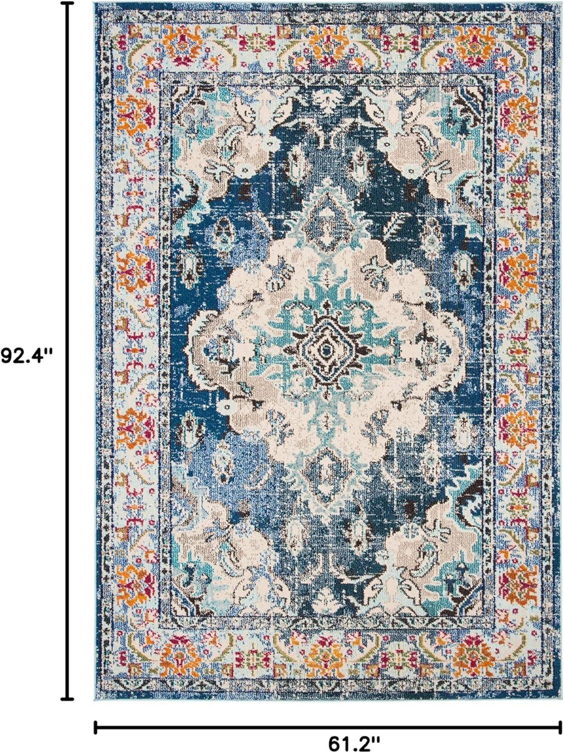 image:imageSAFAVIEH Monaco Collection Area Rug 8 x 11 Violet amp Light Blue NonShedding amp Easy to Clean Distressed Medallion Design Ideal for Living Room Bedroom Dining Space MNC243LNavyLight Blue