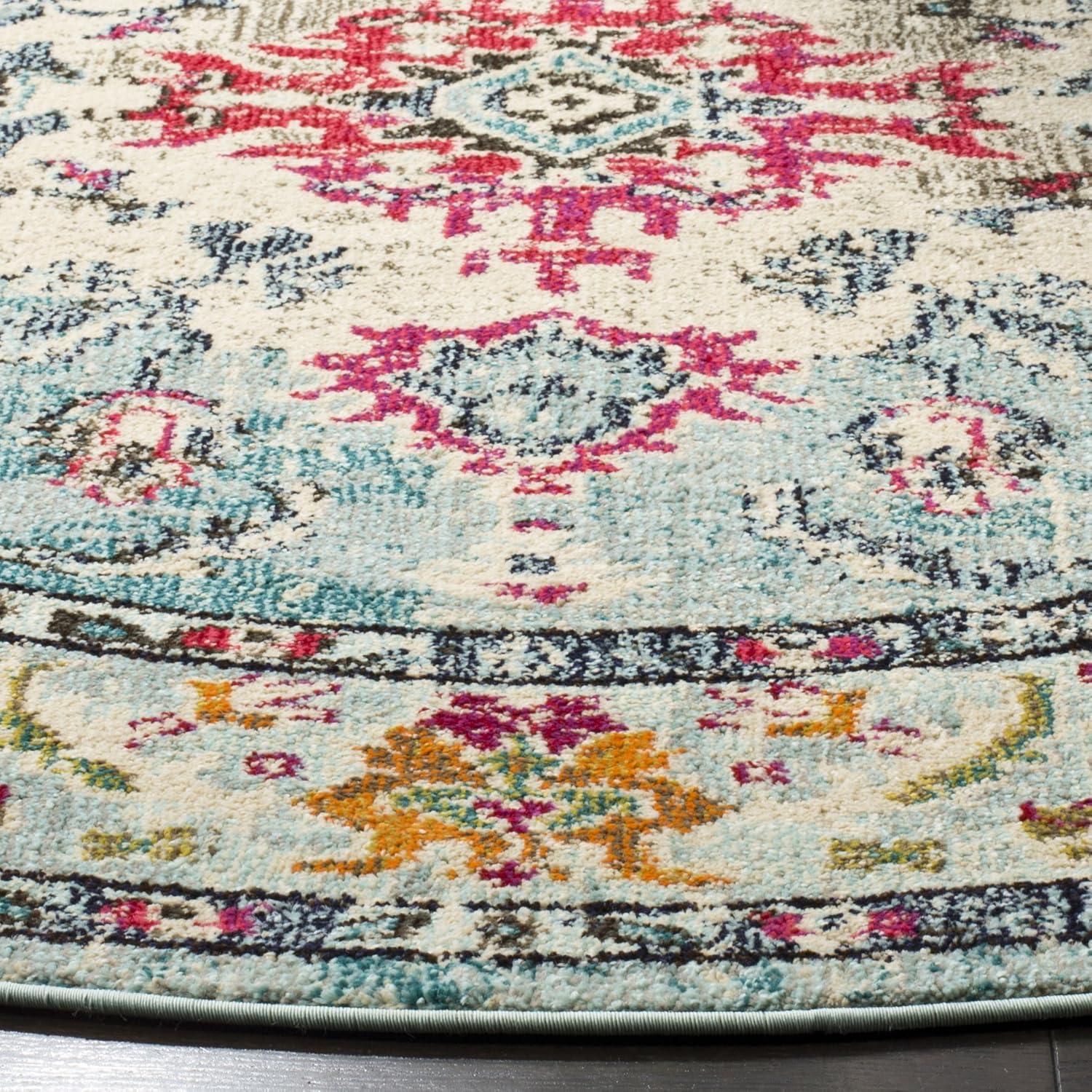 image:imageSAFAVIEH Monaco Collection Area Rug 8 x 11 Violet amp Light Blue NonShedding amp Easy to Clean Distressed Medallion Design Ideal for Living Room Bedroom Dining Space MNC243LLight BlueFuchsia