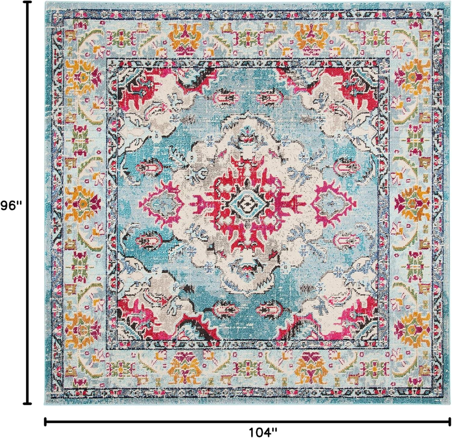 image:imageSAFAVIEH Monaco Collection Area Rug 8 x 11 Violet amp Light Blue NonShedding amp Easy to Clean Distressed Medallion Design Ideal for Living Room Bedroom Dining Space MNC243LLight BlueFuchsia