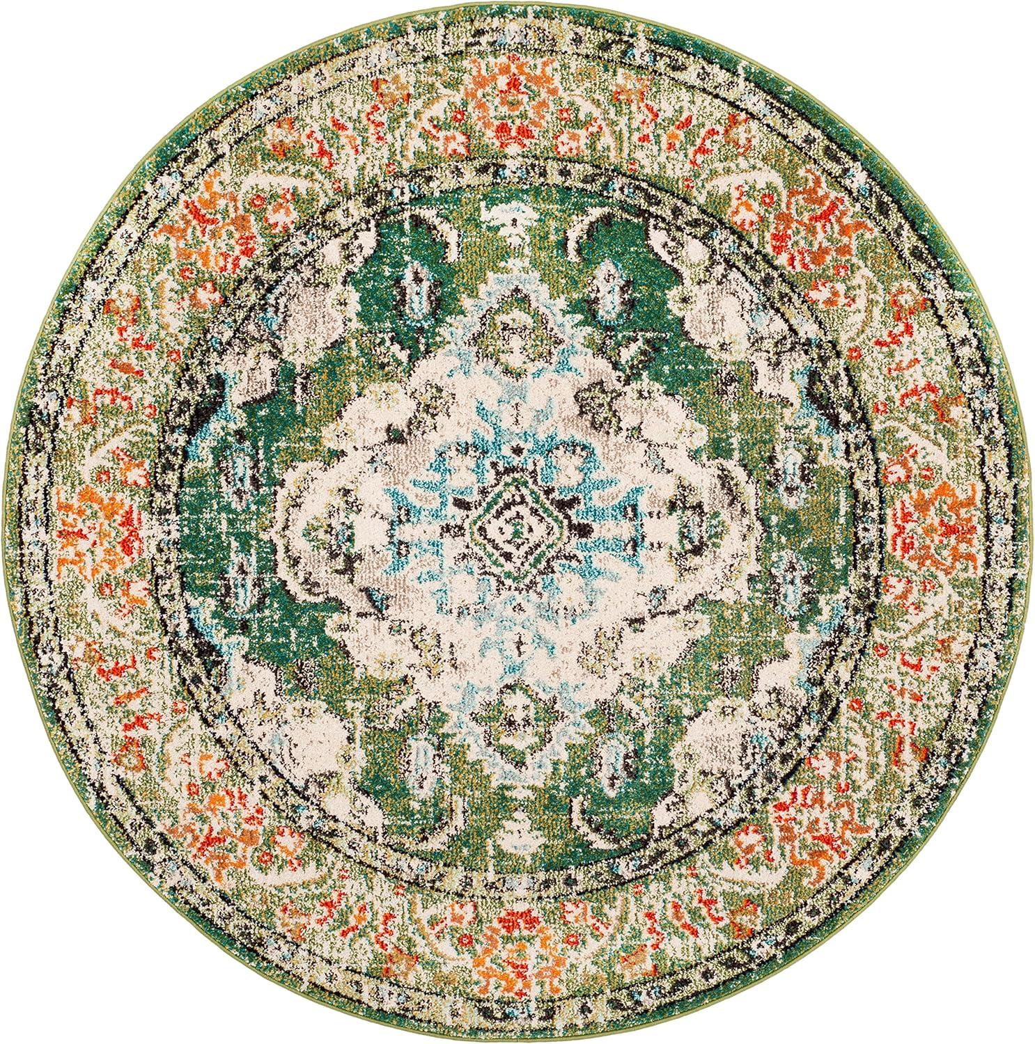 image:imageSAFAVIEH Monaco Collection Area Rug 8 x 11 Violet amp Light Blue NonShedding amp Easy to Clean Distressed Medallion Design Ideal for Living Room Bedroom Dining Space MNC243LForest GreenLight Blue