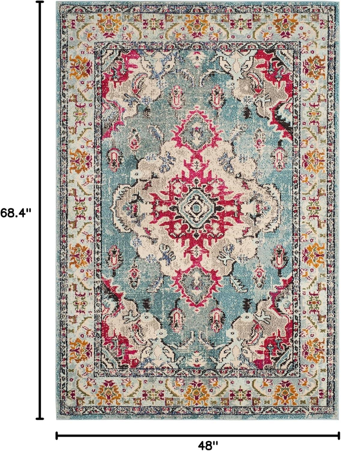 image:imageSAFAVIEH Monaco Collection Area Rug 8 x 11 Violet amp Light Blue NonShedding amp Easy to Clean Distressed Medallion Design Ideal for Living Room Bedroom Dining Space MNC243LLight BlueFuchsia