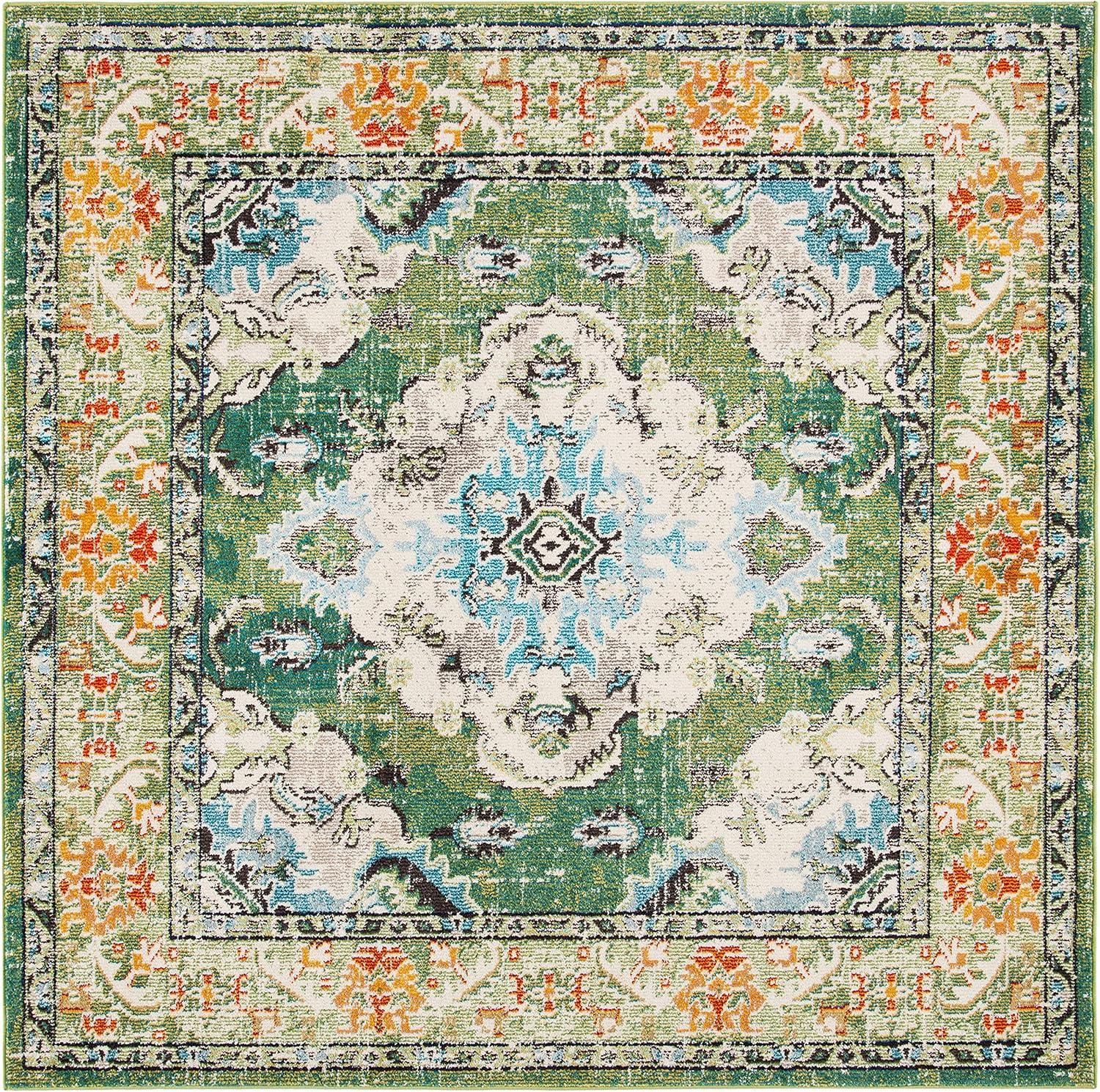 image:imageSAFAVIEH Monaco Collection Area Rug 8 x 11 Violet amp Light Blue NonShedding amp Easy to Clean Distressed Medallion Design Ideal for Living Room Bedroom Dining Space MNC243LForest GreenLight Blue