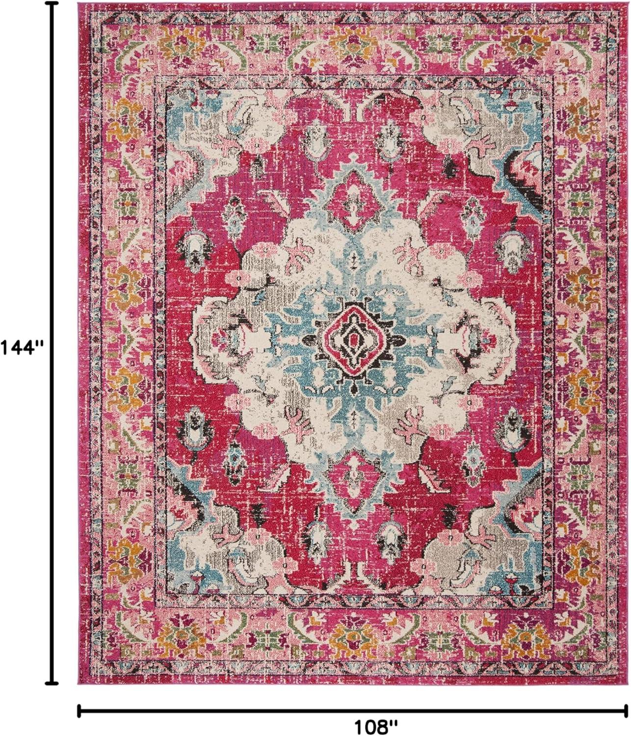 image:imageSAFAVIEH Monaco Collection Area Rug 8 x 11 Violet amp Light Blue NonShedding amp Easy to Clean Distressed Medallion Design Ideal for Living Room Bedroom Dining Space MNC243LPinkMulti