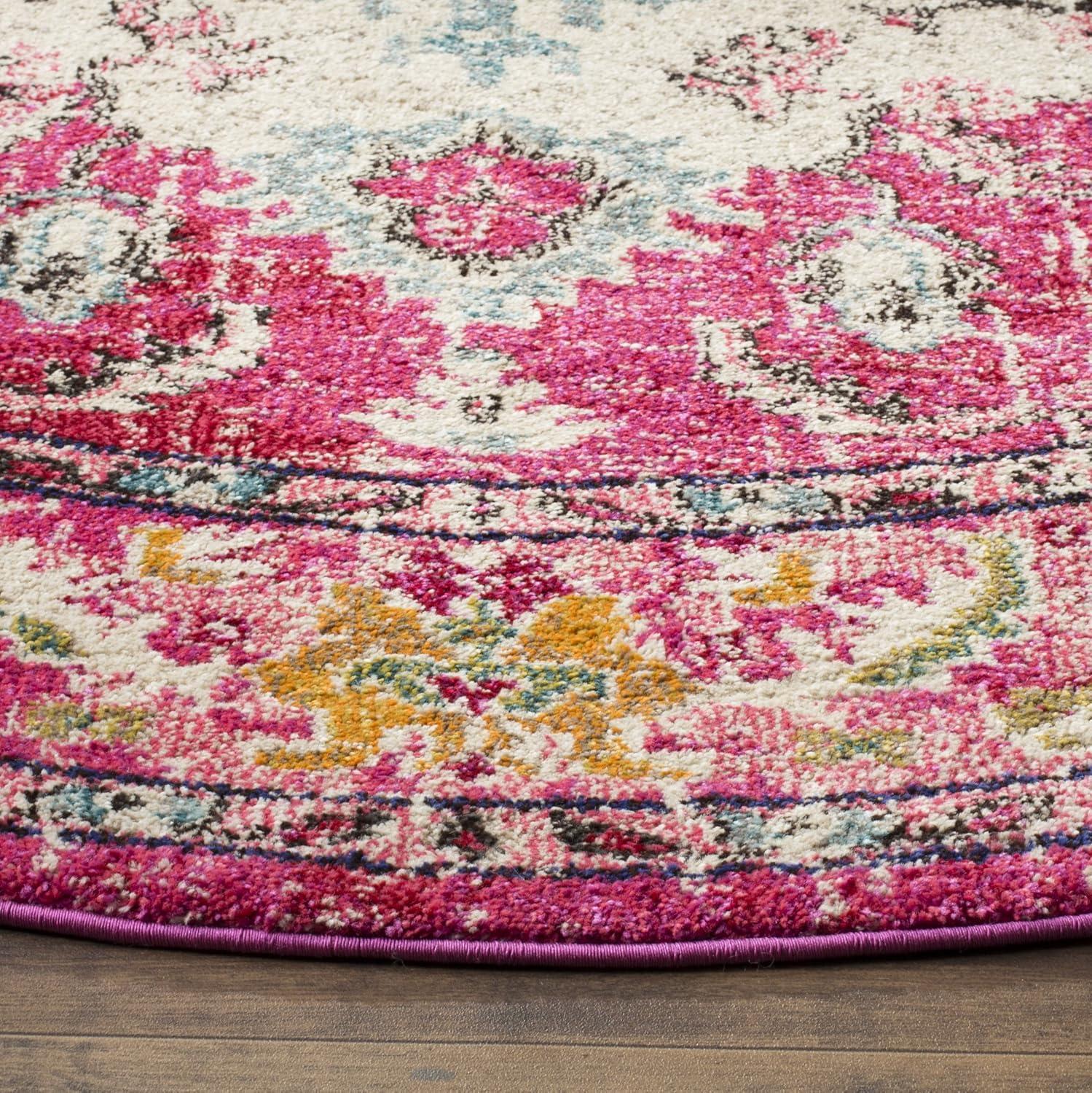 image:imageSAFAVIEH Monaco Collection Area Rug 8 x 11 Violet amp Light Blue NonShedding amp Easy to Clean Distressed Medallion Design Ideal for Living Room Bedroom Dining Space MNC243LPinkMulti