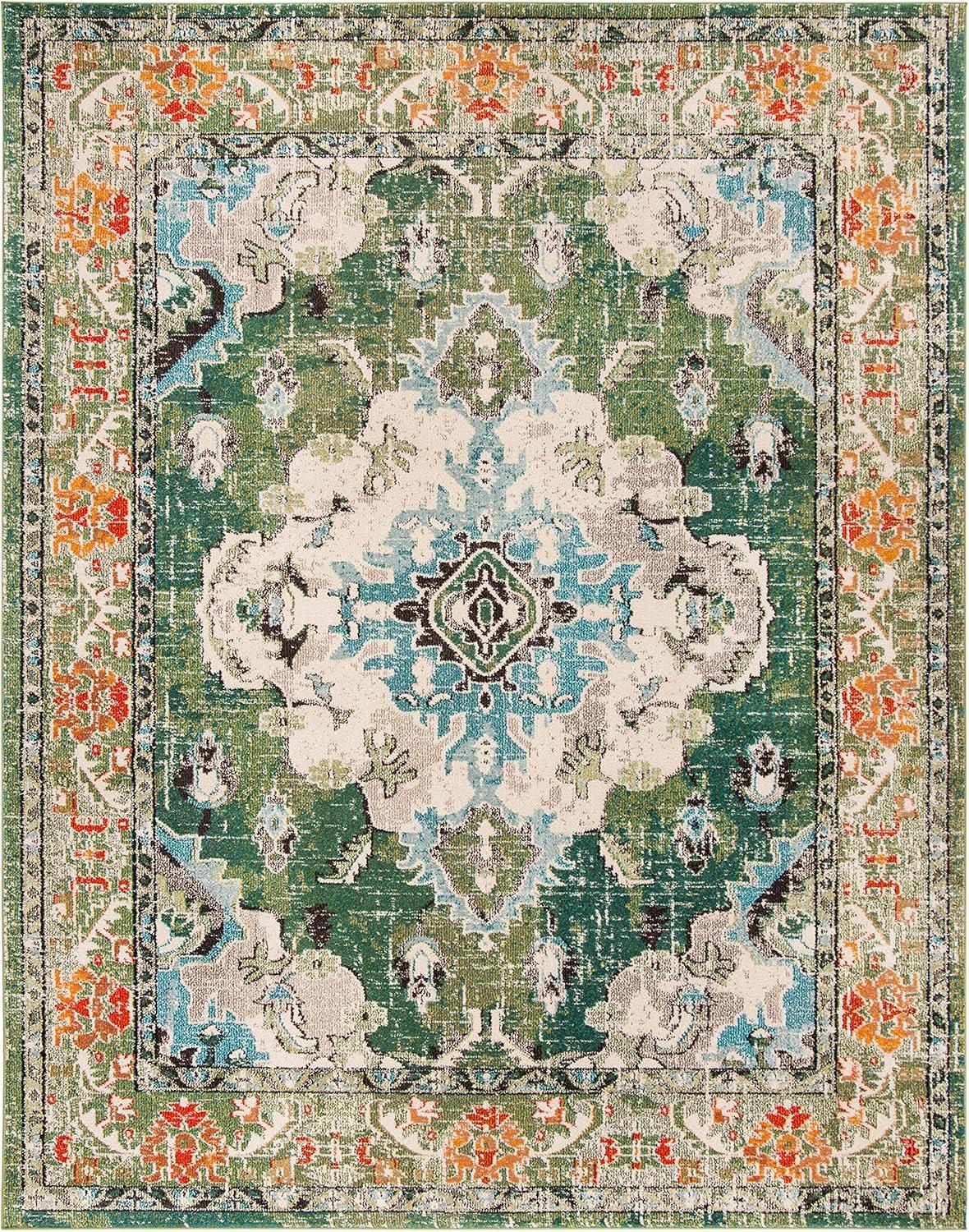 image:imageSAFAVIEH Monaco Collection Area Rug 8 x 11 Violet amp Light Blue NonShedding amp Easy to Clean Distressed Medallion Design Ideal for Living Room Bedroom Dining Space MNC243LForest GreenLight Blue