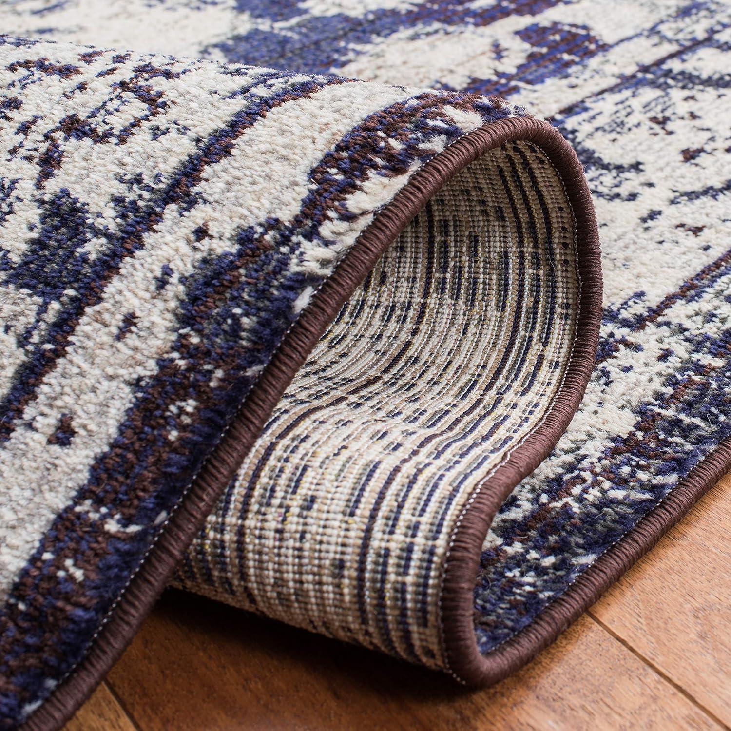 image:imageSAFAVIEH Monaco Collection Area Rug 8 x 11 Violet amp Light Blue NonShedding amp Easy to Clean Distressed Medallion Design Ideal for Living Room Bedroom Dining Space MNC243LIvoryNavy