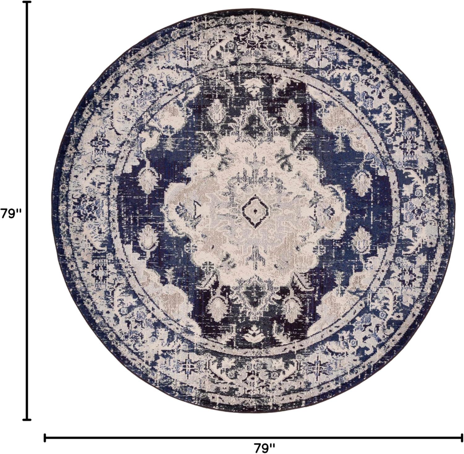 image:imageSAFAVIEH Monaco Collection Area Rug 8 x 11 Violet amp Light Blue NonShedding amp Easy to Clean Distressed Medallion Design Ideal for Living Room Bedroom Dining Space MNC243LIvoryNavy