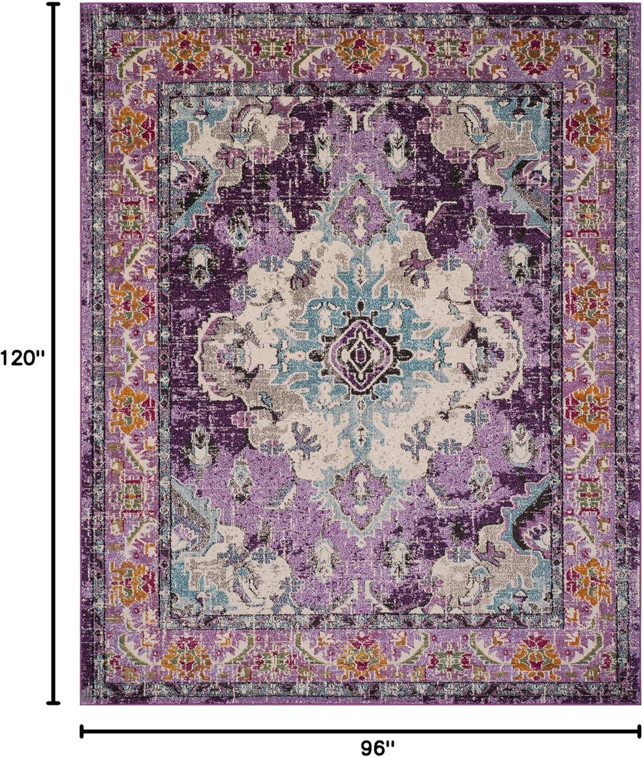 image:imageSAFAVIEH Monaco Collection Area Rug 8 x 11 Violet amp Light Blue NonShedding amp Easy to Clean Distressed Medallion Design Ideal for Living Room Bedroom Dining Space MNC243LVioletLight Blue