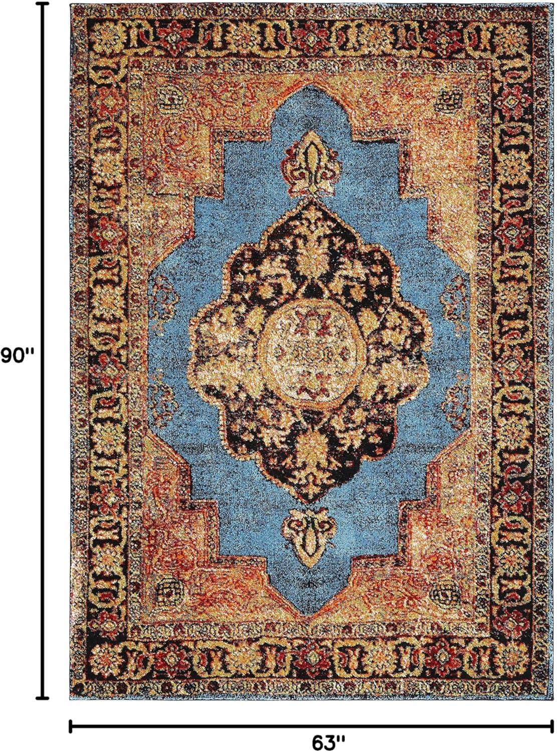 image:imageSAFAVIEH Vintage Hamadan Collection Area Rug 8 x 10 Red amp Multi Oriental Traditional Persian Design NonShedding amp Easy Care Ideal for High Traffic Areas in Living Room Bedroom VTH219AGoldLight Blue