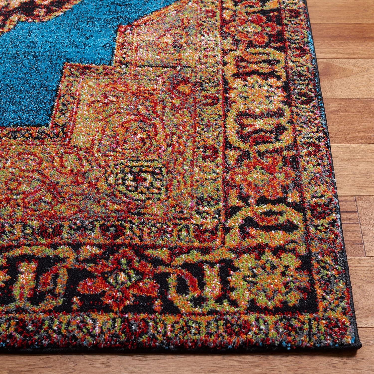 image:imageSAFAVIEH Vintage Hamadan Collection Area Rug 8 x 10 Red amp Multi Oriental Traditional Persian Design NonShedding amp Easy Care Ideal for High Traffic Areas in Living Room Bedroom VTH219AGoldLight Blue