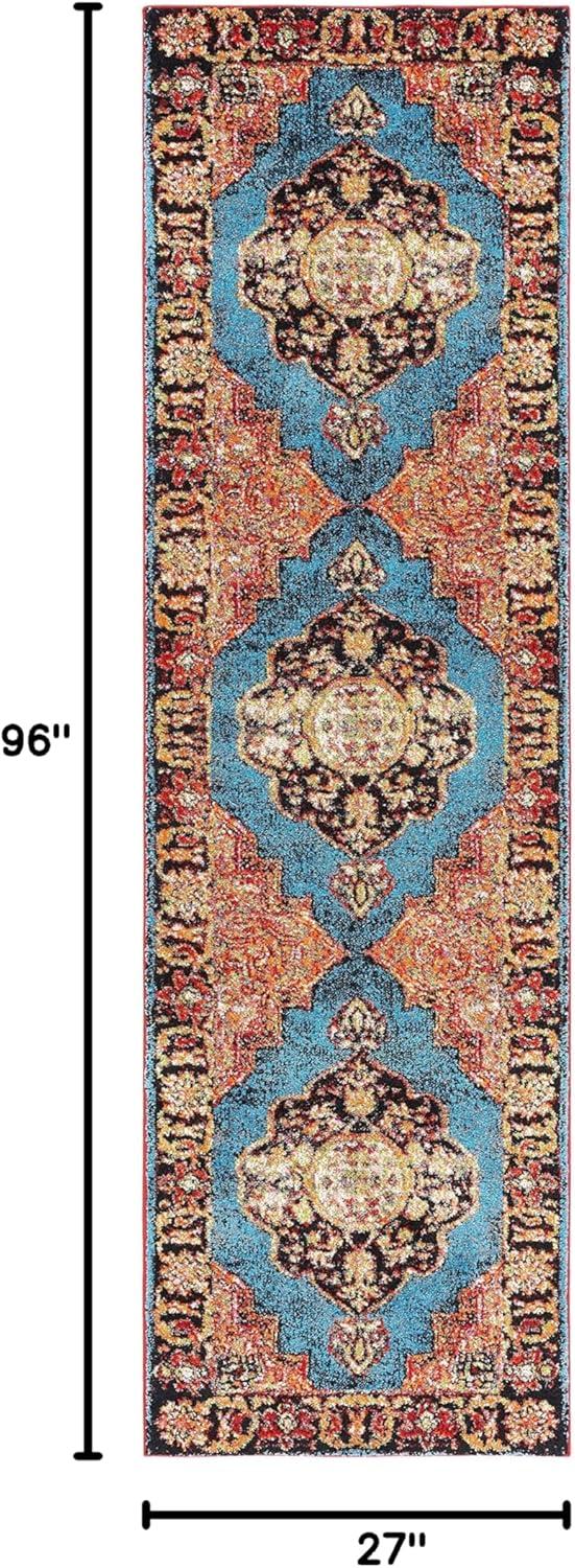 image:imageSAFAVIEH Vintage Hamadan Collection Area Rug 8 x 10 Red amp Multi Oriental Traditional Persian Design NonShedding amp Easy Care Ideal for High Traffic Areas in Living Room Bedroom VTH219AGoldLight Blue