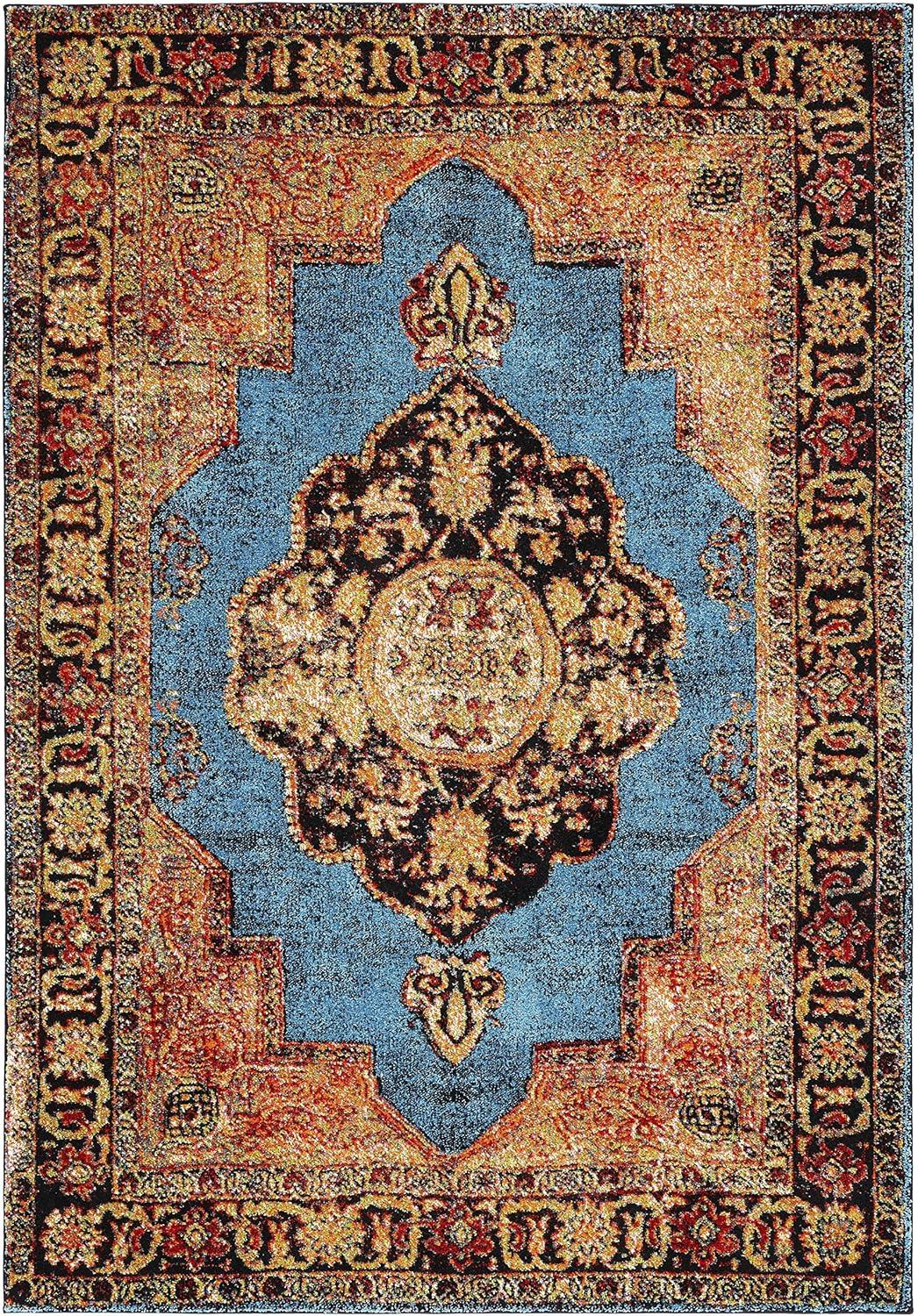 image:imageSAFAVIEH Vintage Hamadan Collection Area Rug 8 x 10 Red amp Multi Oriental Traditional Persian Design NonShedding amp Easy Care Ideal for High Traffic Areas in Living Room Bedroom VTH219AGoldLight Blue