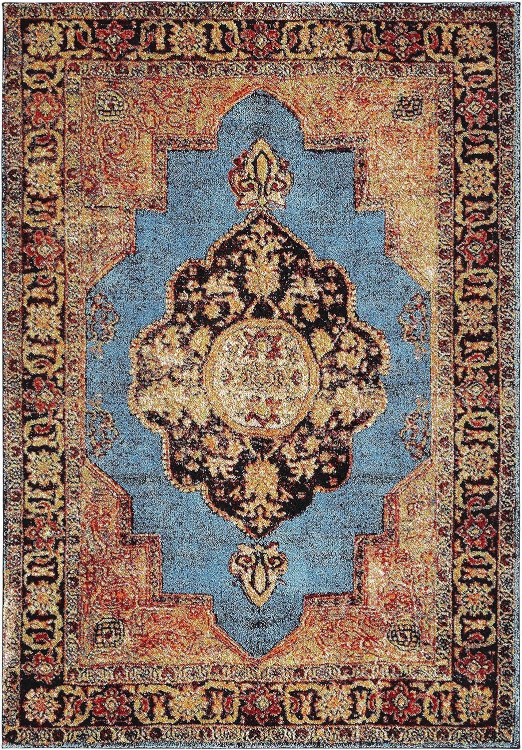 image:imageSAFAVIEH Vintage Hamadan Collection Area Rug 8 x 10 Red amp Multi Oriental Traditional Persian Design NonShedding amp Easy Care Ideal for High Traffic Areas in Living Room Bedroom VTH219AGoldLight Blue