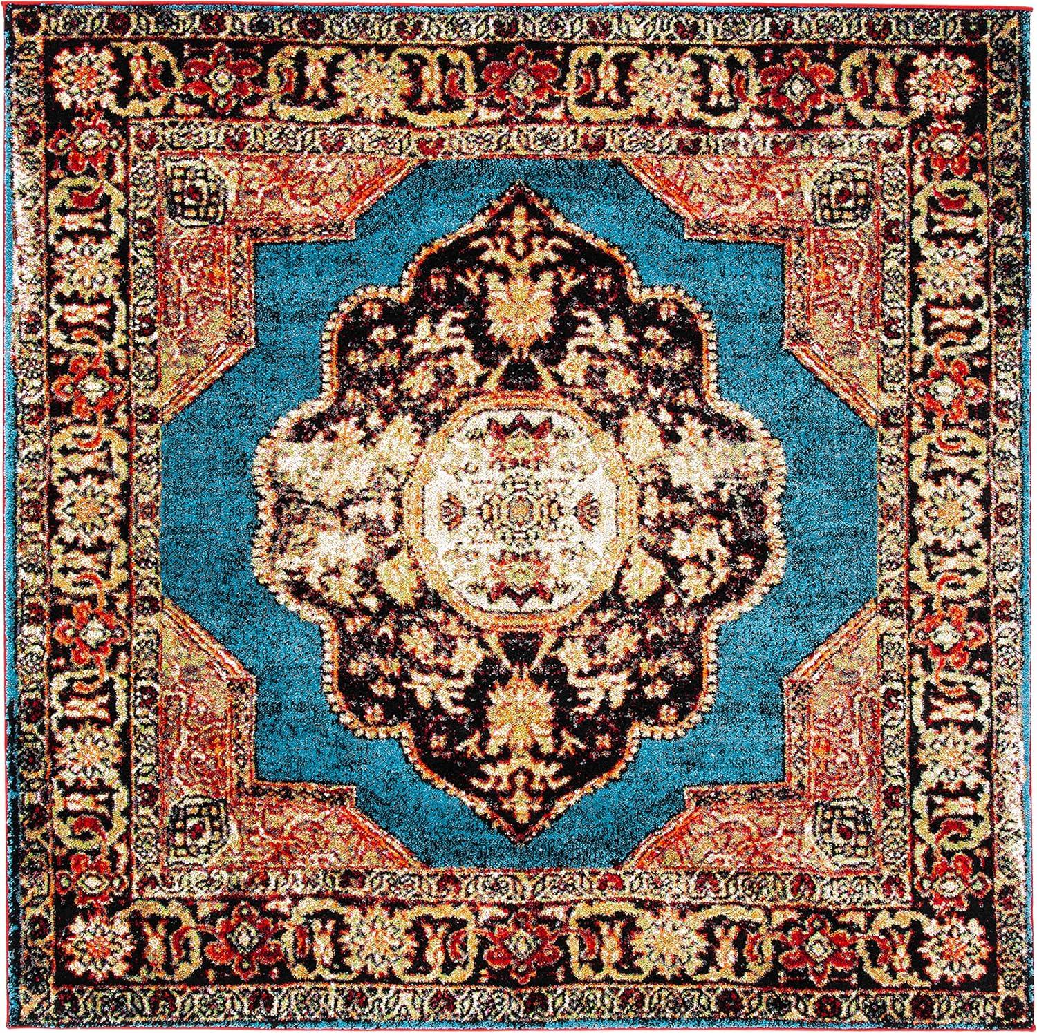 image:imageSAFAVIEH Vintage Hamadan Collection Area Rug 8 x 10 Red amp Multi Oriental Traditional Persian Design NonShedding amp Easy Care Ideal for High Traffic Areas in Living Room Bedroom VTH219AGoldLight Blue