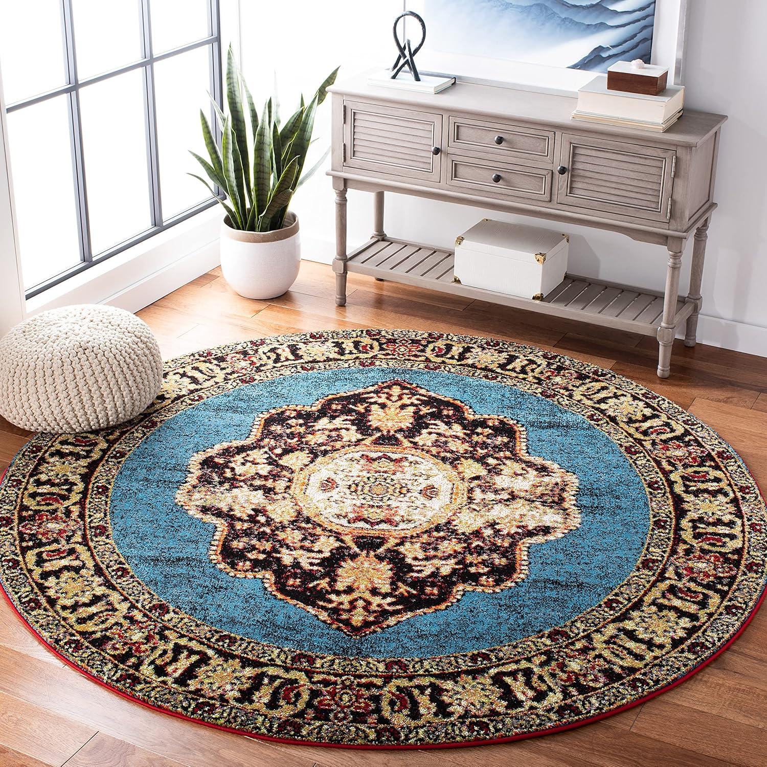 image:imageSAFAVIEH Vintage Hamadan Collection Area Rug 8 x 10 Red amp Multi Oriental Traditional Persian Design NonShedding amp Easy Care Ideal for High Traffic Areas in Living Room Bedroom VTH219AGoldLight Blue
