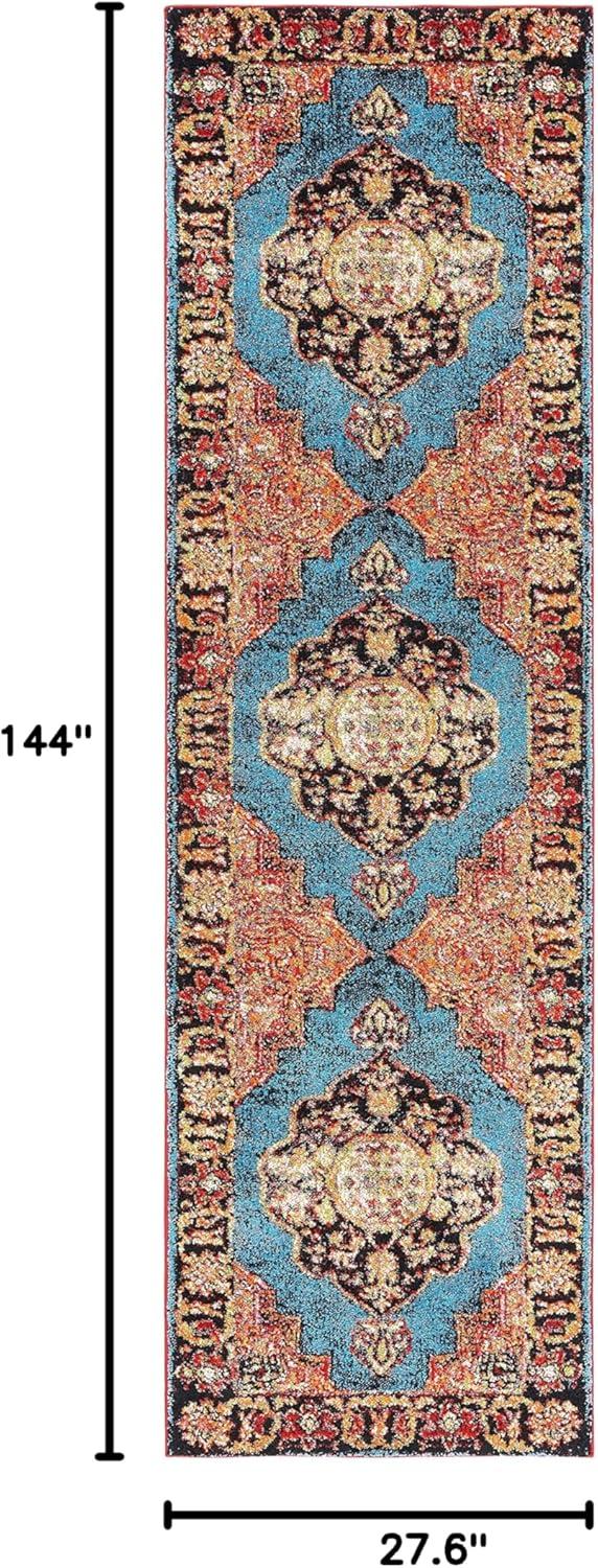image:imageSAFAVIEH Vintage Hamadan Collection Area Rug 8 x 10 Red amp Multi Oriental Traditional Persian Design NonShedding amp Easy Care Ideal for High Traffic Areas in Living Room Bedroom VTH219AGoldLight Blue