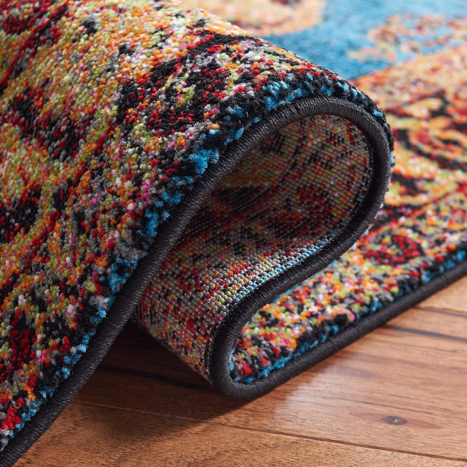 image:imageSAFAVIEH Vintage Hamadan Collection Area Rug 8 x 10 Red amp Multi Oriental Traditional Persian Design NonShedding amp Easy Care Ideal for High Traffic Areas in Living Room Bedroom VTH219AGoldLight Blue