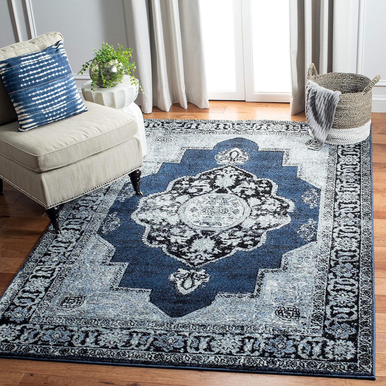 image:imageSAFAVIEH Vintage Hamadan Collection Area Rug 8 x 10 Red amp Multi Oriental Traditional Persian Design NonShedding amp Easy Care Ideal for High Traffic Areas in Living Room Bedroom VTH219ABlueGrey