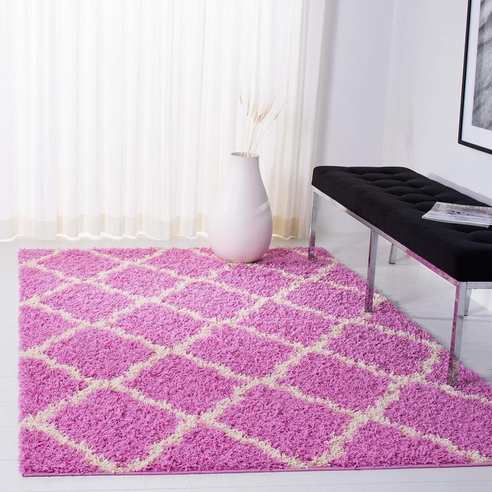 image:imageSAFAVIEH Area Rug 8x10 Dallas Shag Collection Large Ivory amp Beige Trellis Pattern NonShedding amp Easy Cleaning Plush Thick Pile Ideal for Living Room Bedroom Dining Space SGD257BPinkIvory