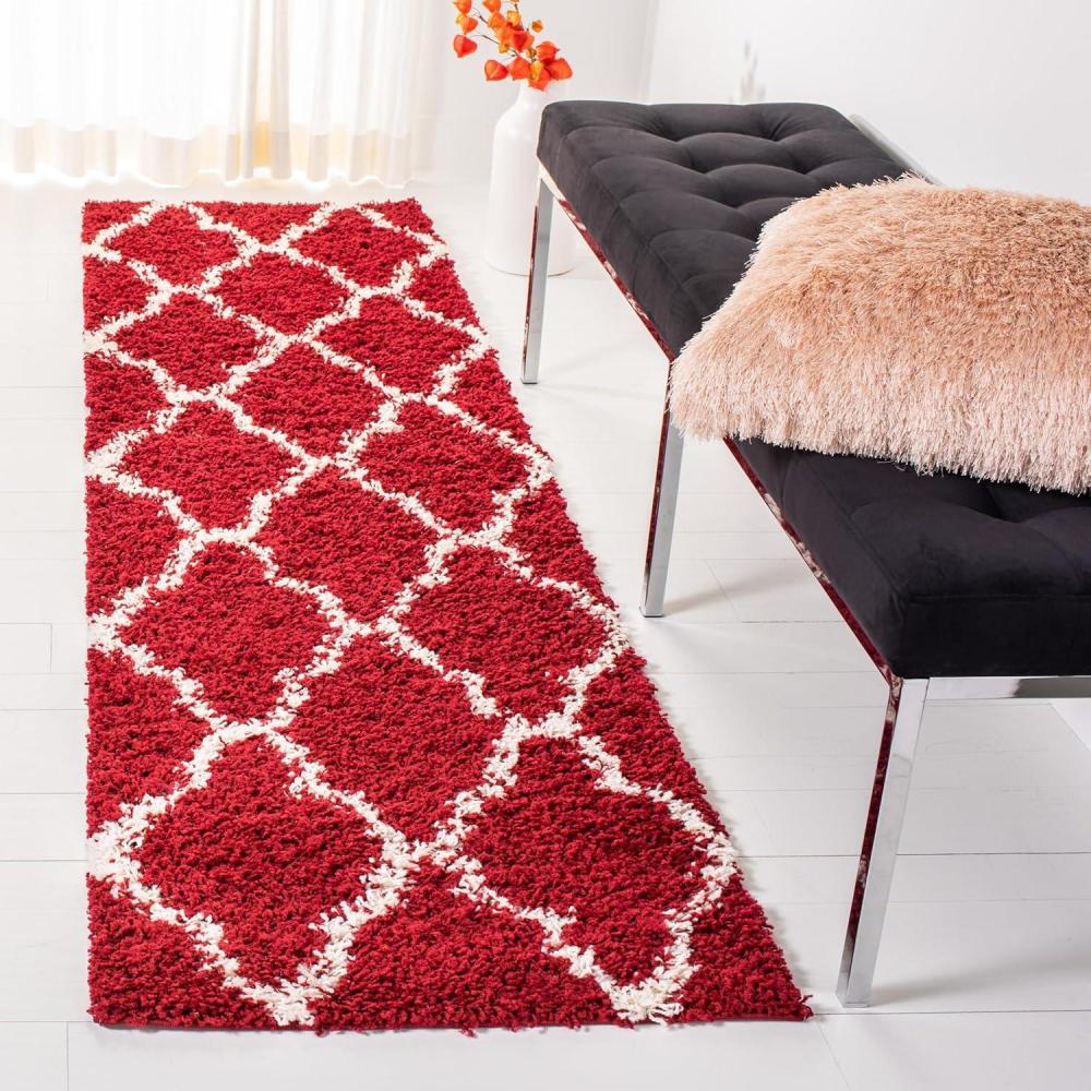 image:imageSAFAVIEH Area Rug 8x10 Dallas Shag Collection Large Ivory amp Beige Trellis Pattern NonShedding amp Easy Cleaning Plush Thick Pile Ideal for Living Room Bedroom Dining Space SGD257BRedIvory