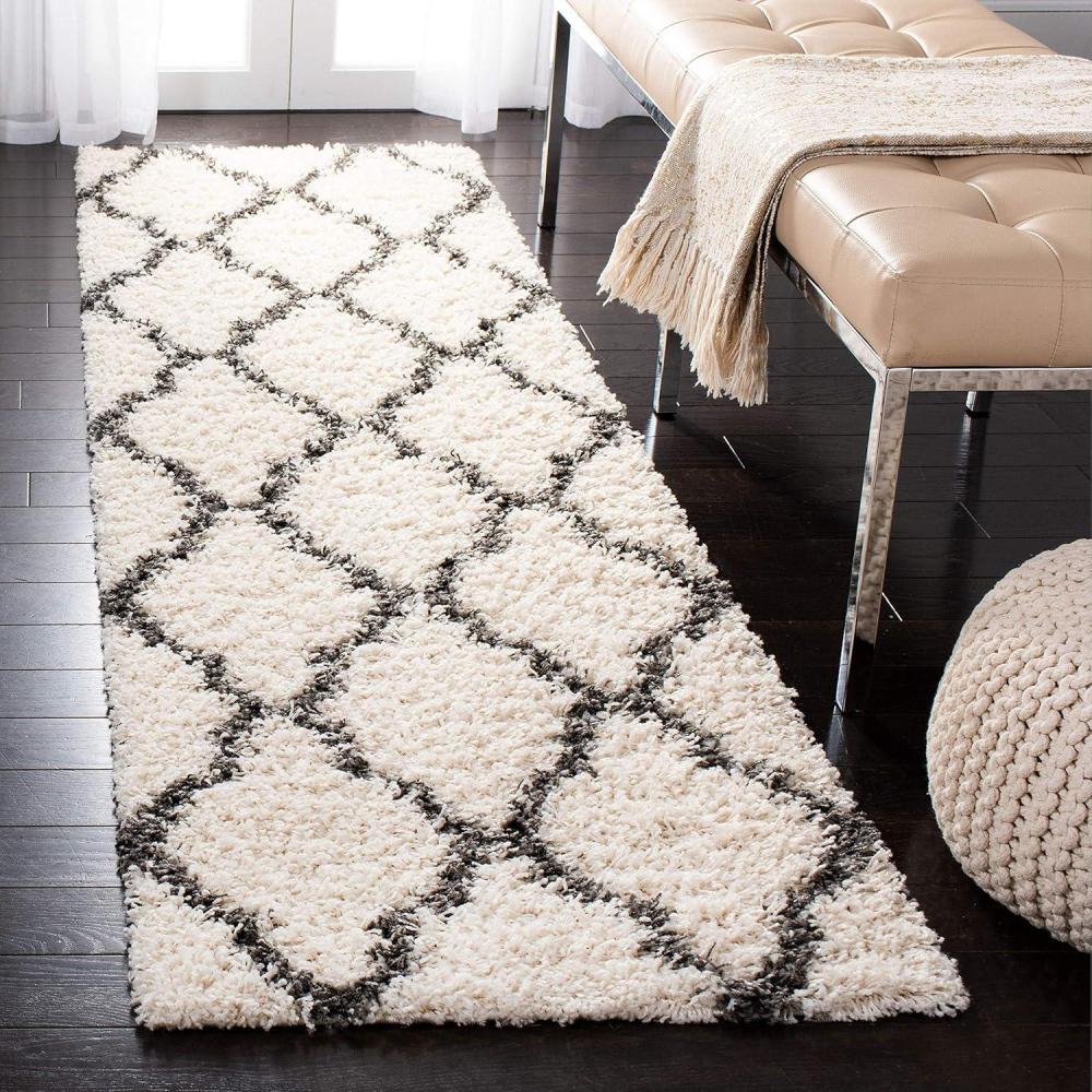 image:imageSAFAVIEH Area Rug 8x10 Dallas Shag Collection Large Ivory amp Beige Trellis Pattern NonShedding amp Easy Cleaning Plush Thick Pile Ideal for Living Room Bedroom Dining Space SGD257BIvoryDark Grey