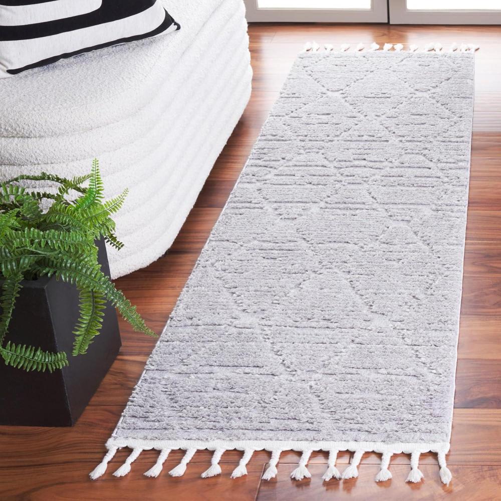 image:imageSAFAVIEH Area Rug 8x10 Marrakesh Collection Large Beige Moroccan Trellis Design with Tassel Detail NonShedding amp Easy to Clean Ideal for Living Room Bedroom Dining Space MRK517CGrey