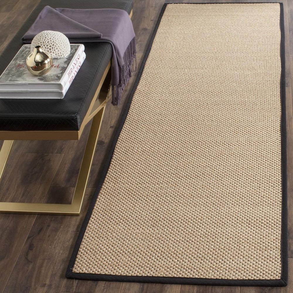 image:imageSAFAVIEH Area Rug 8x10  Natural Fiber Collection  Large  Maize amp Black Sisal Woven Design with Border NF141AMaizeBlack