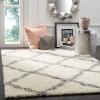 SAFAVIEH Area Rug 8×10 – Dallas Shag Collection – Large – Ivory & Beige, Trellis Pattern, Non-Shedding & Easy Cleaning, Plush Thick Pile, Ideal for Living Room, Bedroom, Dining Space (SGD257B)(Ivory/Dark Grey)