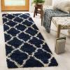 SAFAVIEH Area Rug 8×10 – Dallas Shag Collection – Large – Ivory & Beige, Trellis Pattern, Non-Shedding & Easy Cleaning, Plush Thick Pile, Ideal for Living Room, Bedroom, Dining Space (SGD257B)(Navy/Ivory)