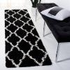 SAFAVIEH Area Rug 8×10 – Dallas Shag Collection – Large – Ivory & Beige, Trellis Pattern, Non-Shedding & Easy Cleaning, Plush Thick Pile, Ideal for Living Room, Bedroom, Dining Space (SGD257B)(Black/Ivory)