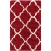 SAFAVIEH Area Rug 8×10 – Dallas Shag Collection – Large – Ivory & Beige, Trellis Pattern, Non-Shedding & Easy Cleaning, Plush Thick Pile, Ideal for Living Room, Bedroom, Dining Space (SGD257B)(Red/Ivory)