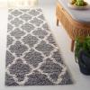 SAFAVIEH Area Rug 8×10 – Dallas Shag Collection – Large – Ivory & Beige, Trellis Pattern, Non-Shedding & Easy Cleaning, Plush Thick Pile, Ideal for Living Room, Bedroom, Dining Space (SGD257B)(Grey/Ivory)