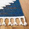 SAFAVIEH Area Rug 8×10 – Moroccan Tassel Shag Collection – Large – Ivory & Brown, Boho Design, Non-Shedding & Easy Cleaning, Plush Pile, Ideal for Living Room, Bedroom, Dining Space (MTS652A)(Navy/Ivory)