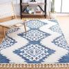 SAFAVIEH Area Rug 8×10 – Moroccan Tassel Shag Collection – Large – Ivory & Brown, Boho Design, Non-Shedding & Easy Cleaning, Plush Pile, Ideal for Living Room, Bedroom, Dining Space (MTS652A)(Blue/Ivory)