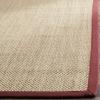 SAFAVIEH Area Rug 8×10 – Natural Fiber Collection – Large – Maize & Black, Sisal, Woven Design with Border (NF141A)(Maize/Burgundy)