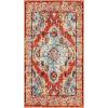 SAFAVIEH Monaco Collection Area Rug – 8′ x 11′, Violet & Light Blue, Non-Shedding & Easy to Clean, Distressed Medallion Design, Ideal for Living Room, Bedroom, Dining Space (MNC243L)(Orange/Light Blue)