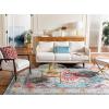 SAFAVIEH Monaco Collection Area Rug – 8′ x 11′, Violet & Light Blue, Non-Shedding & Easy to Clean, Distressed Medallion Design, Ideal for Living Room, Bedroom, Dining Space (MNC243L)(Light Blue/Fuchsia)