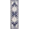 SAFAVIEH Monaco Collection Area Rug – 8′ x 11′, Violet & Light Blue, Non-Shedding & Easy to Clean, Distressed Medallion Design, Ideal for Living Room, Bedroom, Dining Space (MNC243L)(Ivory/Navy)
