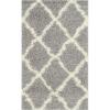 SAFAVIEH Area Rug 8×10 – Dallas Shag Collection – Large – Ivory & Beige, Trellis Pattern, Non-Shedding & Easy Cleaning, Plush Thick Pile, Ideal for Living Room, Bedroom, Dining Space (SGD257B)(Grey/Ivory)