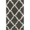 SAFAVIEH Area Rug 8×10 – Dallas Shag Collection – Large – Ivory & Beige, Trellis Pattern, Non-Shedding & Easy Cleaning, Plush Thick Pile, Ideal for Living Room, Bedroom, Dining Space (SGD257B)(Dark Grey/Ivory)