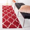 SAFAVIEH Area Rug 8×10 – Dallas Shag Collection – Large – Ivory & Beige, Trellis Pattern, Non-Shedding & Easy Cleaning, Plush Thick Pile, Ideal for Living Room, Bedroom, Dining Space (SGD257B)(Red/Ivory)