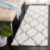 SAFAVIEH Area Rug 8×10 – Dallas Shag Collection – Large – Ivory & Beige, Trellis Pattern, Non-Shedding & Easy Cleaning, Plush Thick Pile, Ideal for Living Room, Bedroom, Dining Space (SGD257B)(Ivory/Light Blue)