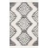 SAFAVIEH Area Rug 8×10 – Moroccan Tassel Shag Collection – Large – Ivory & Brown, Boho Design, Non-Shedding & Easy Cleaning, Plush Pile, Ideal for Living Room, Bedroom, Dining Space (MTS652A)(Ivory/Grey)